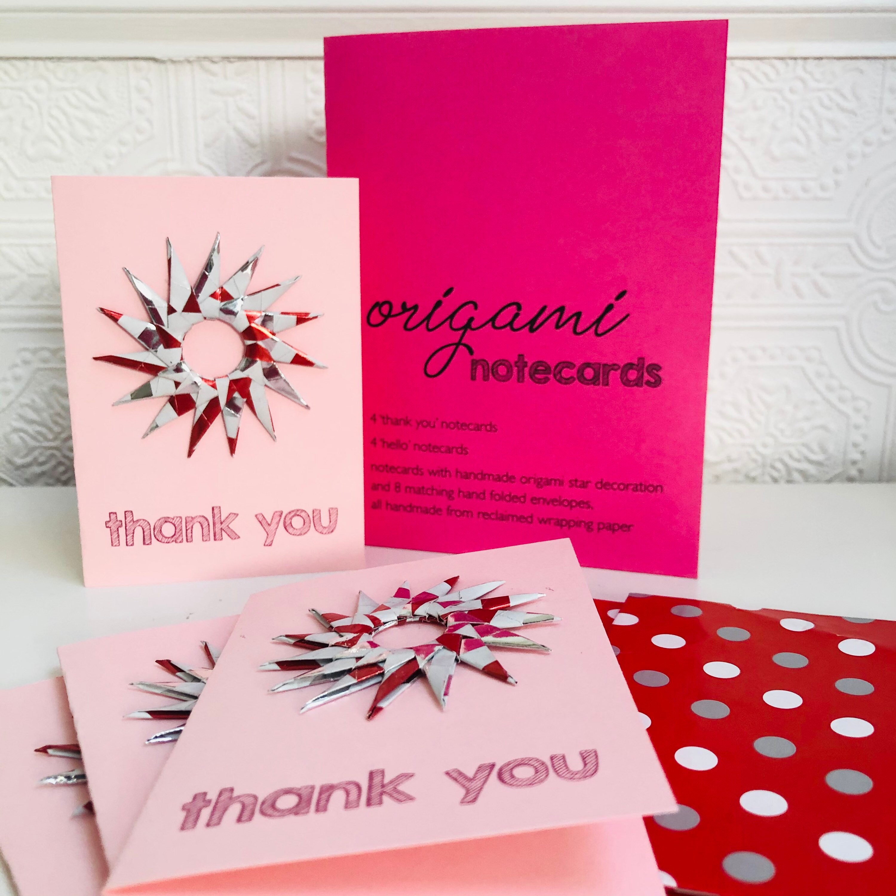8 ORIGAMI 'thank you' &amp; 'hello' notecards | Etsy