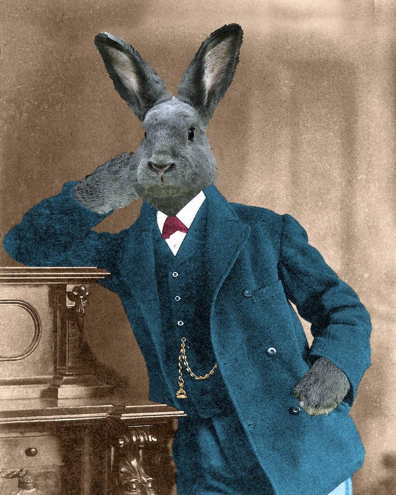 Victorian BUNNY Portrait of your pet CUSTOM from photograph Etsy