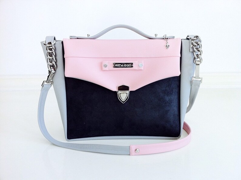 pink suede shoulder bag
