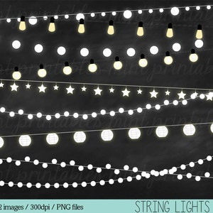 Lights Clipart, Fairy Lights Clipart Clip Art, String Lights Clipart, Holiday Christmas Lights Personal & Commercial BUY 2 GET 1 FREE image 2