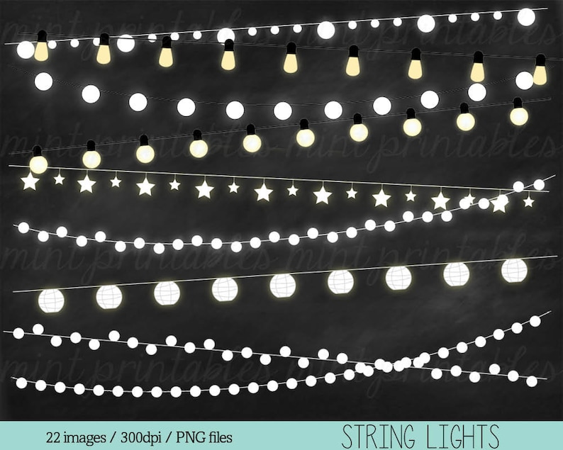 Lights Clipart, Fairy Lights Clipart Clip Art, String Lights Clipart, Holiday Christmas Lights Personal & Commercial BUY 2 GET 1 FREE image 2