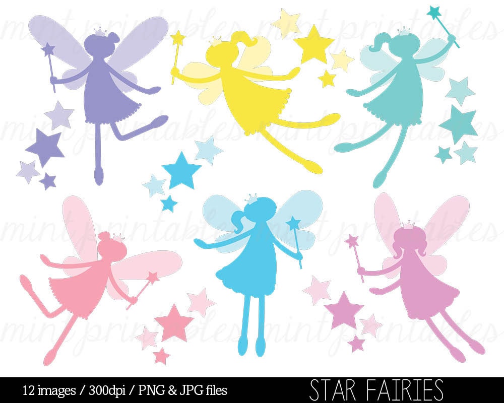 Fairy Silhouette Digital Clipart Clip Art, Clipart Fairies, Star Fairies,  Crown, Fairy Princess Commercial & Personal BUY 2 GET 1 FREE - Etsy Israel