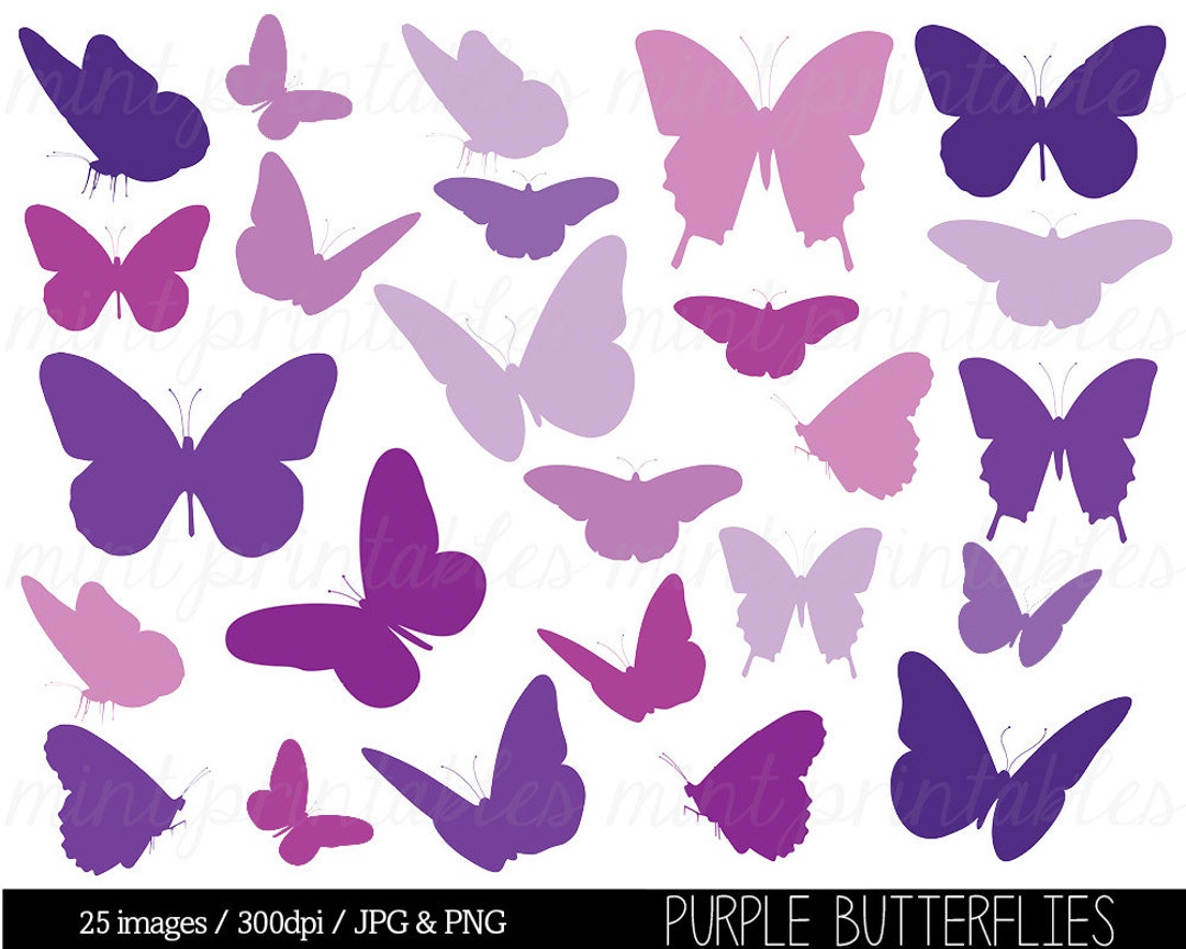 Butterfly Clipart, Purple Butterfly Clip Art, Butterfly Silhouettes