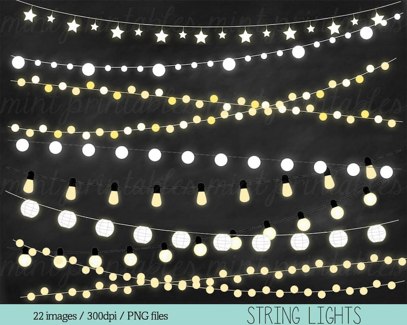 Lights Clipart, Fairy Lights Clipart Clip Art, String Lights Clipart, Holiday Christmas Lights Personal & Commercial BUY 2 GET 1 FREE image 1