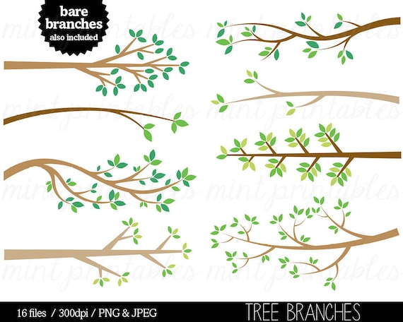 Zweig Clipart, Baum Ast Silhouette Clip Art, Baum Clipart, Bäume, Äste, Blätter - kommerzielle & Personal - BUY 2 GET 1 FREE!