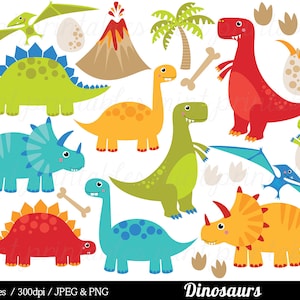 Dinosaur Clipart, Dinosaurs Clip Art, Tyrannosaurus Rex Stegosaurus Triceratops pterodactyl Egg - Commercial & Personal - BUY 2 GET 1 FREE!