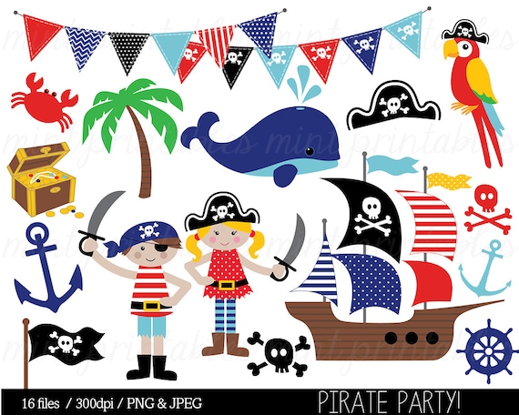 Pirat Clipart Piraten Clip Art Nautische Wal Anker Etsy