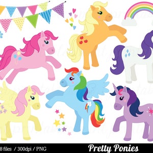 Pony Unicorn Clipart Clip Art, Little Ponies Horse rainbow girls baby girl party - Commercial & Personal - BUY 2 GET 1 FREE!