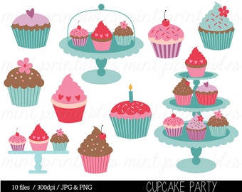 Cupcake Clipart, Cupcake Clip Art, Birthday Clipart, Birthday Clipart, Invitation, Cup Cake - Commercial & Personal - BUY 2 GET 1 FREE!