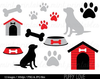 Digital Dog Clipart Clip Art, Animal clipart, Puppy, Pets, Paw Print, Dog Silhouette, Bone - Commercial & Personal - BUY 2 GET 1 FREE!