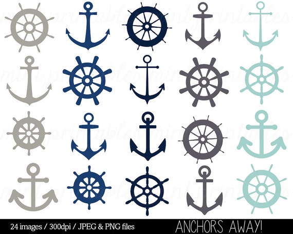 Anchor Clipart Clip Art, Nautical Clipart, Helm Clipart, Sailing Ocean  Seaside Sailor Ship - Commercial & Personal - BUY 2 GET 1 FREE!