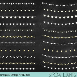 Lights Clipart, Fairy Lights Clipart Clip Art, String Lights Clipart, Holiday Christmas Lights Personal & Commercial BUY 2 GET 1 FREE image 3