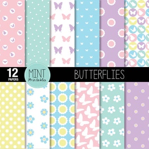 Carta Scrapbooking farfalle, farfalla carta digitale, Baby Shower, fogli stampabili primavera sfondo di fiori rosa - Acquista 2 GET 1 FREE!