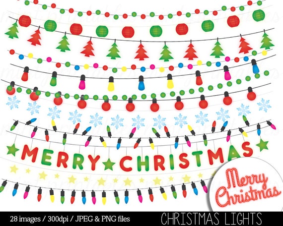 Christmas Lights Clipart String Lights Fairy Lights Clip Art Etsy