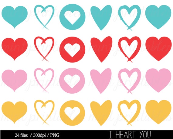 Heart Clipart Love Hearts Clip Art Valentine Clipart Etsy