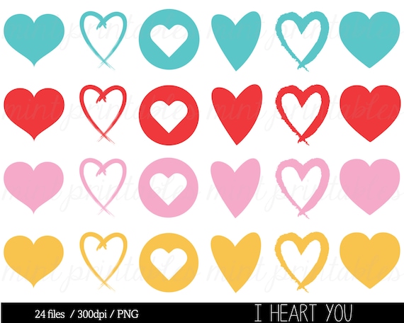 Heart Clipart Love Hearts Clip Art Valentine Clipart Etsy