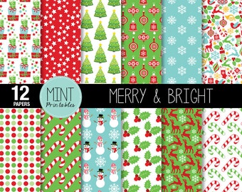 Christmas Digital Paper, Christmas Scrapbooking Paper, Christmas Printable Sheets, Patterned Paper Christmas background - BUY 2 GET 1 FREE!