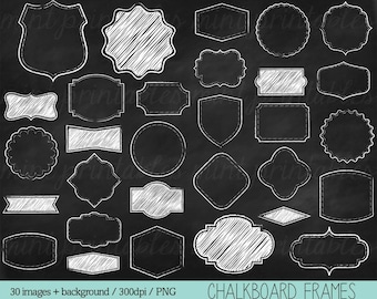 Chalkboard Frames Clipart, Chalk Clipart, Clip Art Borders, Chalk board Clipart, Doodle frames - Personal & Commercial - BUY 2 GET 1 FREE!