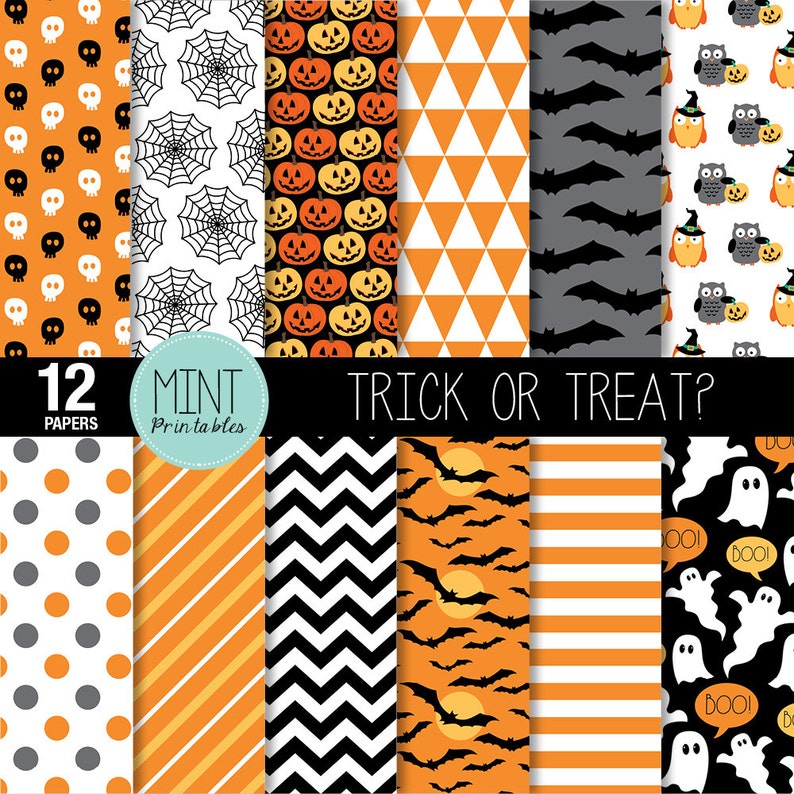 Halloween Scrapbooking Paper Digital Paper Patterned Paper Etsy