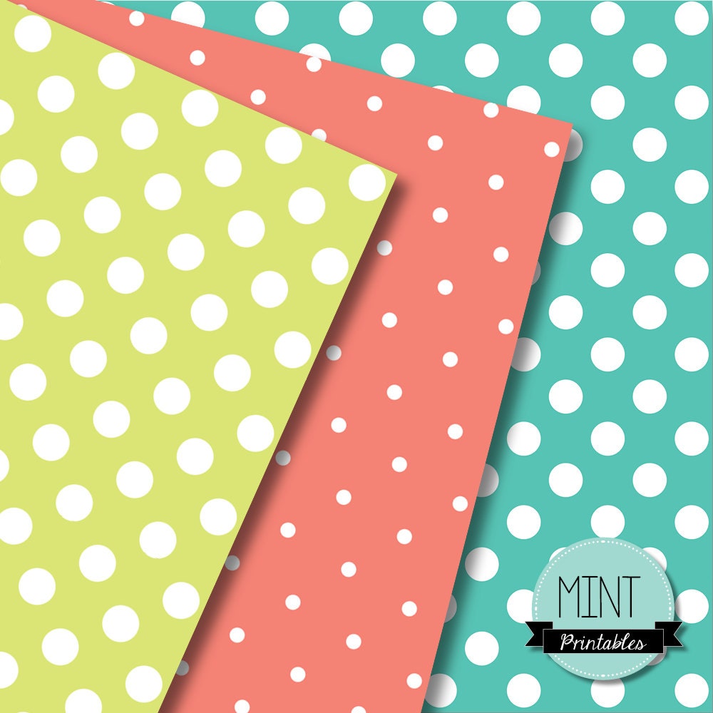 Polka Dots Digital Paper Bright Colored Polka Dot | Etsy