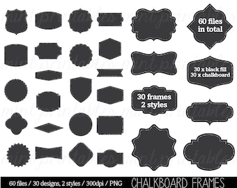 Chalkboard Frame Borders Clip Art Clipart, decorative labels, Tags, vintage labels, Invitations - Commercial & personal - BUY 2 GET 1 FREE!