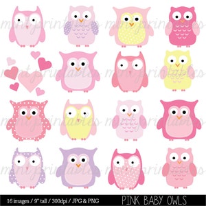 Owl clipart, Baby Owl, Animal clipart, baby shower clipart, zwierzęta clipart, Baby Girl-Commercial & Personal-kupić 2 dostać 1 za darmo!