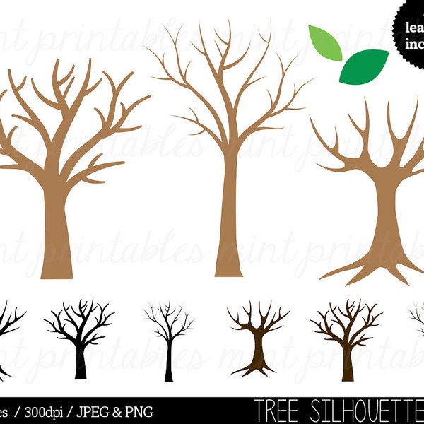 Boom silhouet Clipart, boom illustraties, bomen stamboom, levensboom - Commercial & Personal - BUY 2 GET 1 gratis!