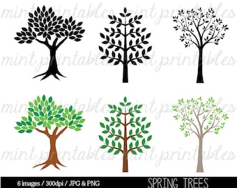 Tree Clipart, Tree Clip Art, Tree Silhouette Clipart Clip Art, Spring Tree Clipart, Family Tree - Commercial & Personal - BUY 2 GET 1 FREE!