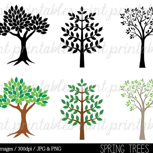 Tree Clipart, Tree Clip Art, Tree Silhouette Clipart Clip Art, Spring Tree Clipart, Family Tree - Commercial & Personal - BUY 2 GET 1 FREE!