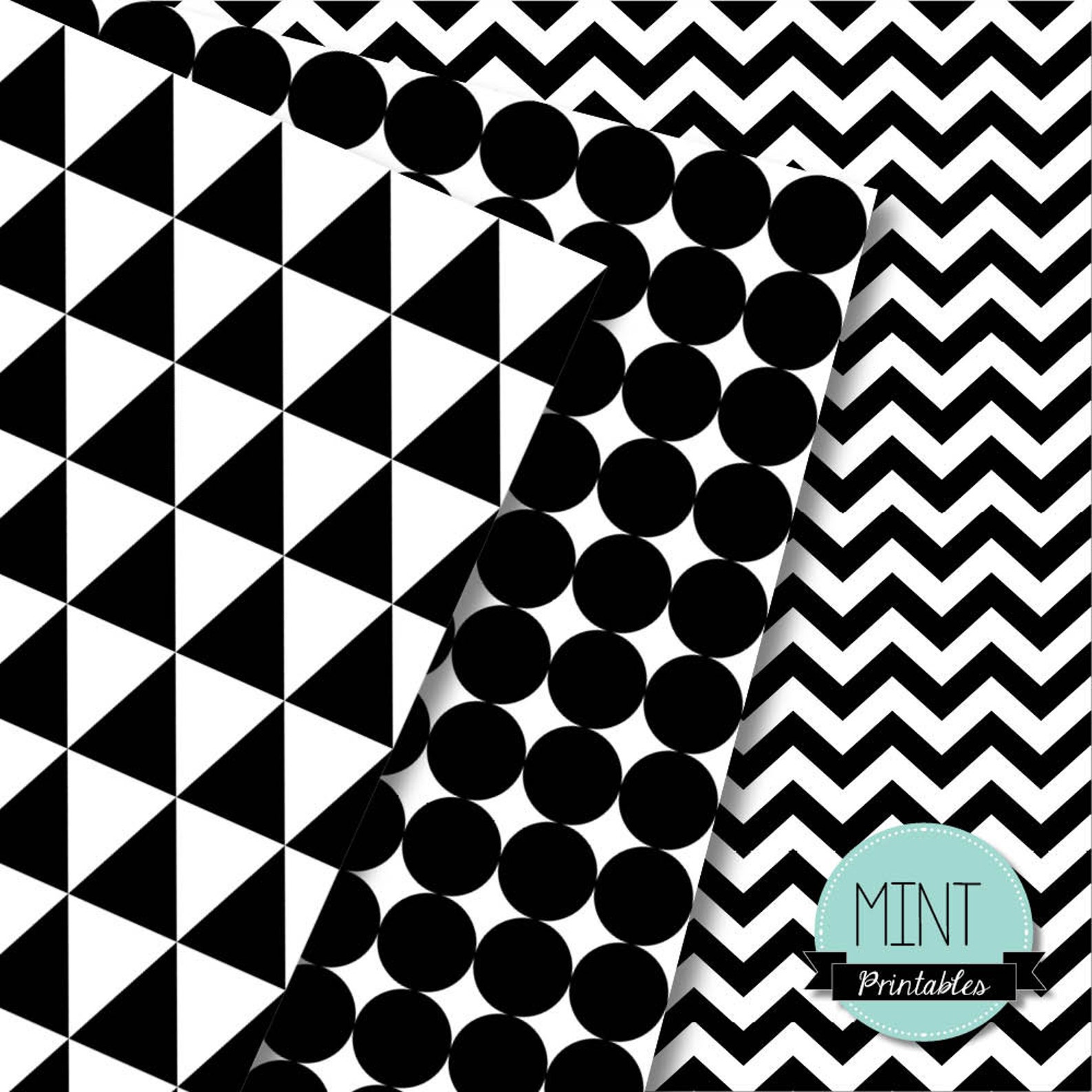 Black and White Scrapbooking Paper Monochrome Digital Paper | Etsy
