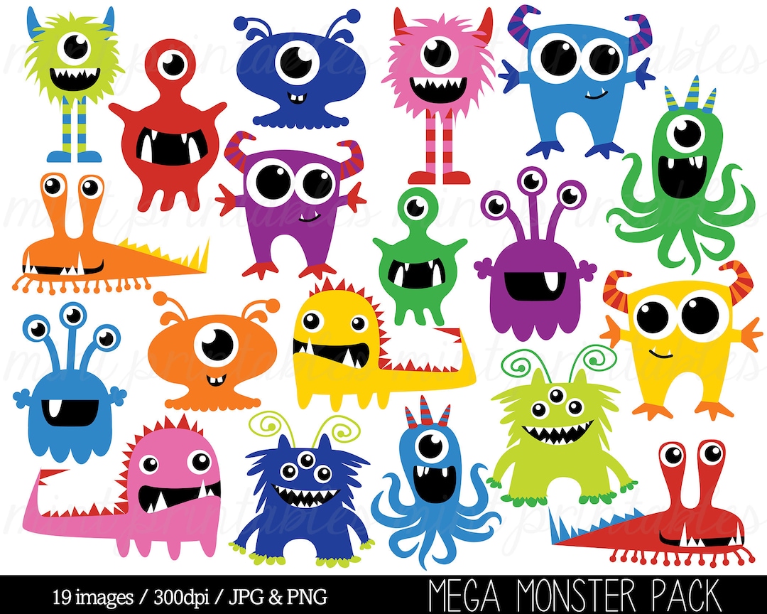 Monster Clipart, Monsters Clip Art, Birthday Clipart, Monster Party, Cute  Monsters, Blue Red - Commercial & Personal - BUY 2 GET 1 FREE! - Etsy