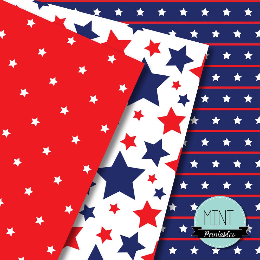 Digital Paper Stars and Stripes Scrapbooking Papers Etsy