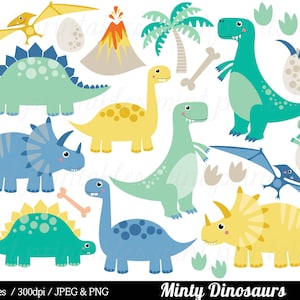 Dinosaur Clipart, Dinosaurs Clip Art, Tyrannosaurus Rex Stegosaurus Triceratops pterodactyl Egg - Commercial & Personal - BUY 2 GET 1 FREE!