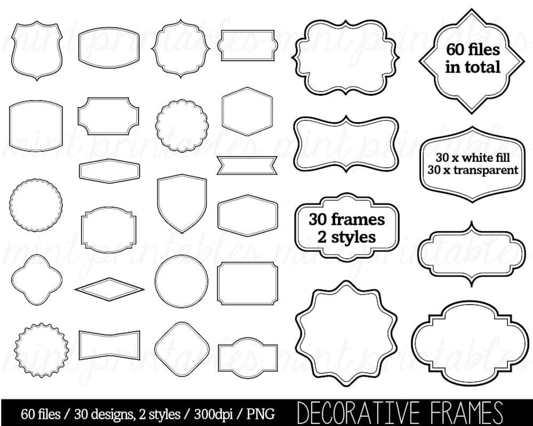 Border Clip Art Clipart Digital Frame Label Clipart Tags - Etsy New Zealand
