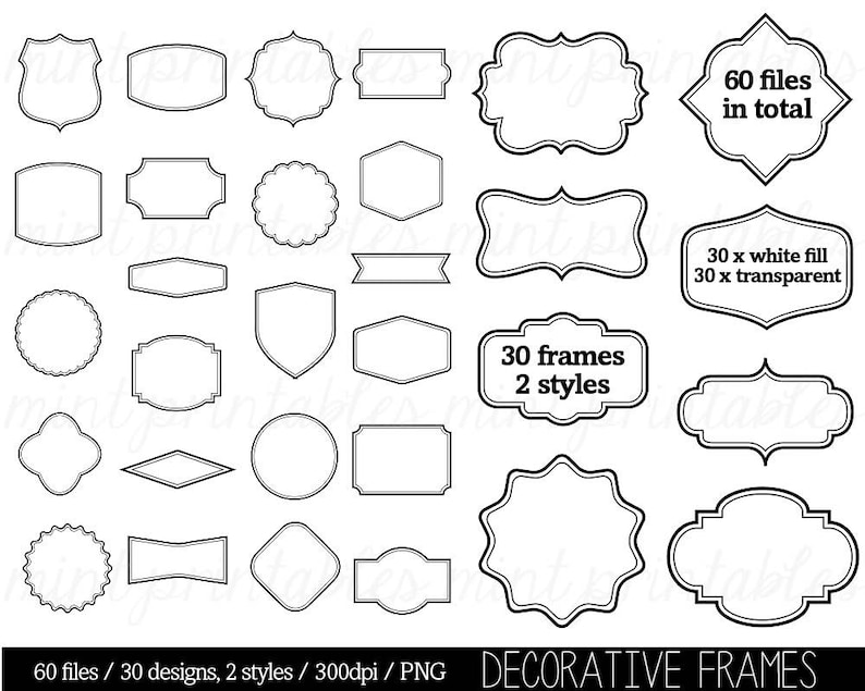 Border Clip Art Clipart Digital Frame Label Clipart Tags - Etsy