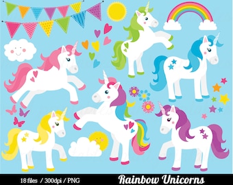 Unicorn Clipart, Unicorn Clip Art, Pony horse rainbow pink blue purple girls baby girl party - Commercial & Personal - BUY 2 GET 1 FREE!