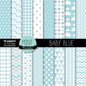 Blue Baby Boy Digital Paper, Scrapbooking Papers, Patterned Paper, Printable Sheets, Blue Baby Shower, Pastel blue - BUY 2 GET 1 FREE!