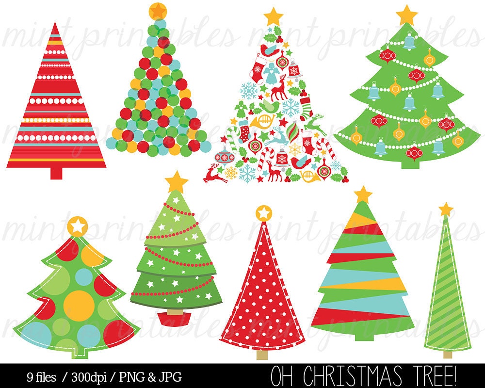 Christmas Clipart Christmas Tree Clip Art Christmas Trees - Etsy