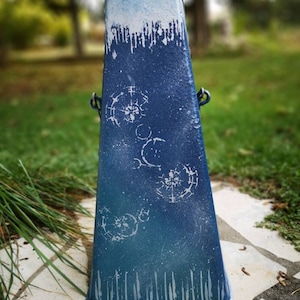 SEAU à CHARBON VINTAGE Porte parapluie bleu et argent