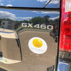 Hit Happy Pickleball Magnet or Sticker for Cars, Luggage,  Water bottles, etc. and make a great Pickleball Gift