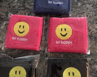 2 Hit Happy Embroidered Wrist Bands - a Great Gift for Tennis Players