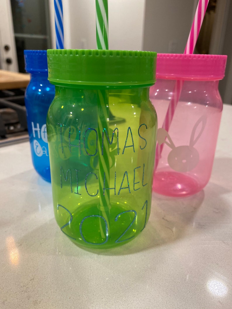 Holographic personalized kids Easter cups