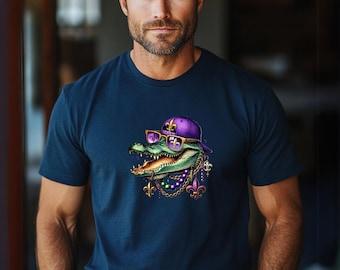 Mardi Gras Crocodile Cotton Unisex T-shirt