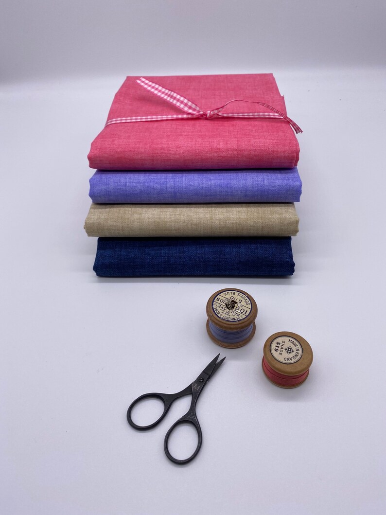 Linen Look Cotton Blender Fabric in Rose Blue Wheat and Etsy