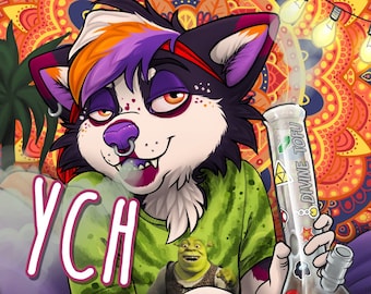 YCH 420 Bong - Furry / Anthro / Fursona Con Badge - Custom Art Character Profile Image or Icon [YOUR CHARACTER]