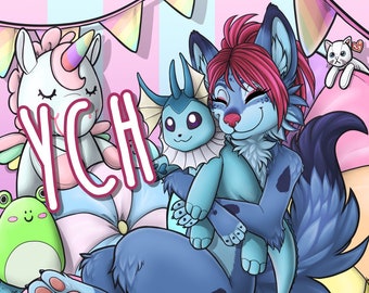 YCH Plushie Pals - Furry / Fursona  - Cute Custom Art for Profile Image, Con Badge or Icon [Your Character]