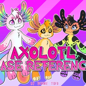 Axolotl Base Reference Sheet male/female/genderless - Anthro Furry Art / instant download