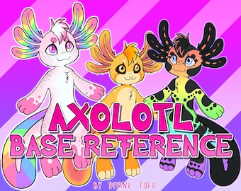 Axolotl Base Reference Sheet male/female/genderless - Anthro Furry Art / instant download