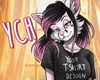 YCH My Favourite T-Shirt v2 - Furry / Anthro / Fursona Con Badge - Custom Art Character Profile Image or Icon [YOUR CHARACTER]