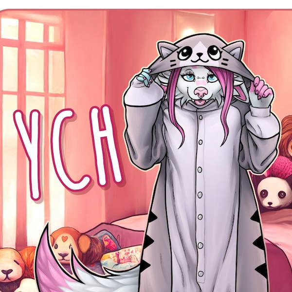 YCH Kigurumi Onesie Pyjamas - Furry / Fursona  - Cute Custom Art for Profile Image, Con Badge or Icon [Your Character]